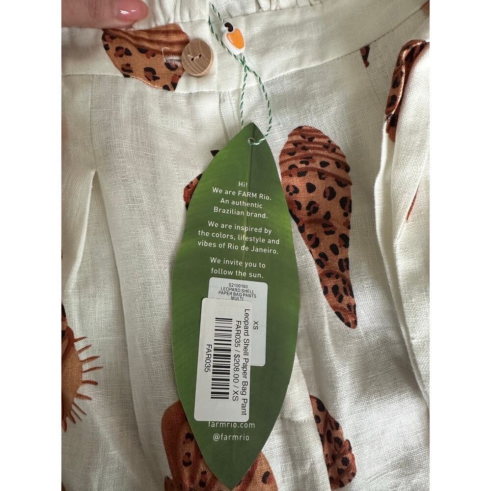 FARM RIO Leopard Shell Paper Bag Pants In Multi XS NEW NWT - Picture 6 of 10